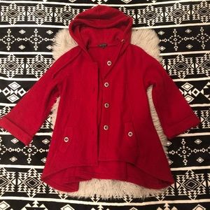 FOR CYNTHIA Red Button-up Coat with Hood
